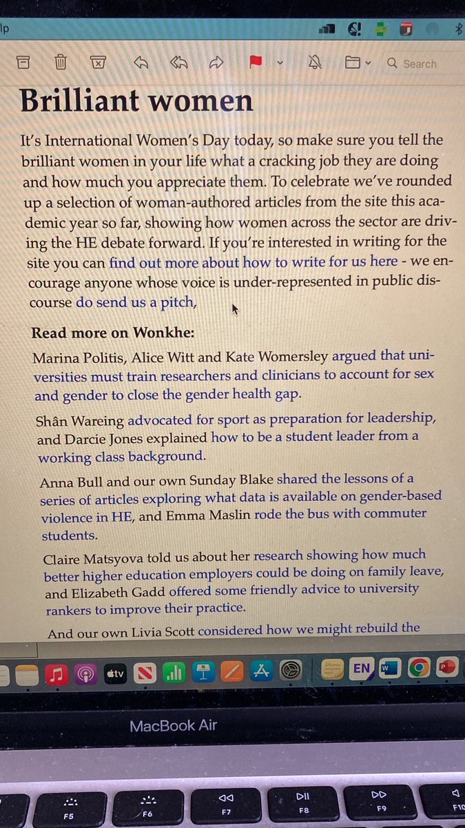 I was really chuffed to have my September article featured in the @Wonkhe briefing this morning as part of #IWD2024 A lovely surprise to be included in such a great selection of articles. You can read my two articles for WonkHE here: rb.gy/8ttu3b