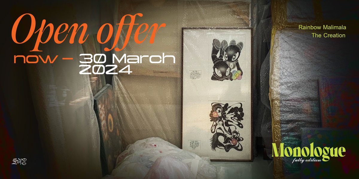 sxo296club's tweet photo. Gm💫
"Monologue fully edition"
open offer now - 30 March 2024
.
start price 4500 BATH link : https://t.co/kBTbnIs4fC
.
54.7 X 104 CM.
with Rainbow Malimala &amp; The Creation in one piece
(This piece exhibit at @coeventspace -30 April2024)
.
#SXO296 #Monologue #KwanLiam https://t.co/UXA7h11NaS