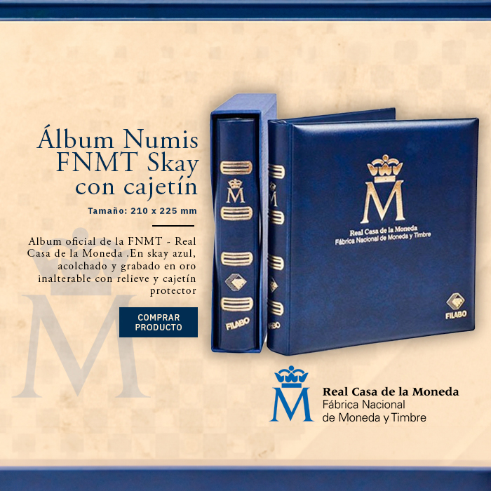 Álbum oficial para carteritas de la FNMT. Álbum Numis Skay acolchado y grabado en oro inalterable con relieve y cajetín protector.
lamasbolano.com/album-fnmt-esp…
