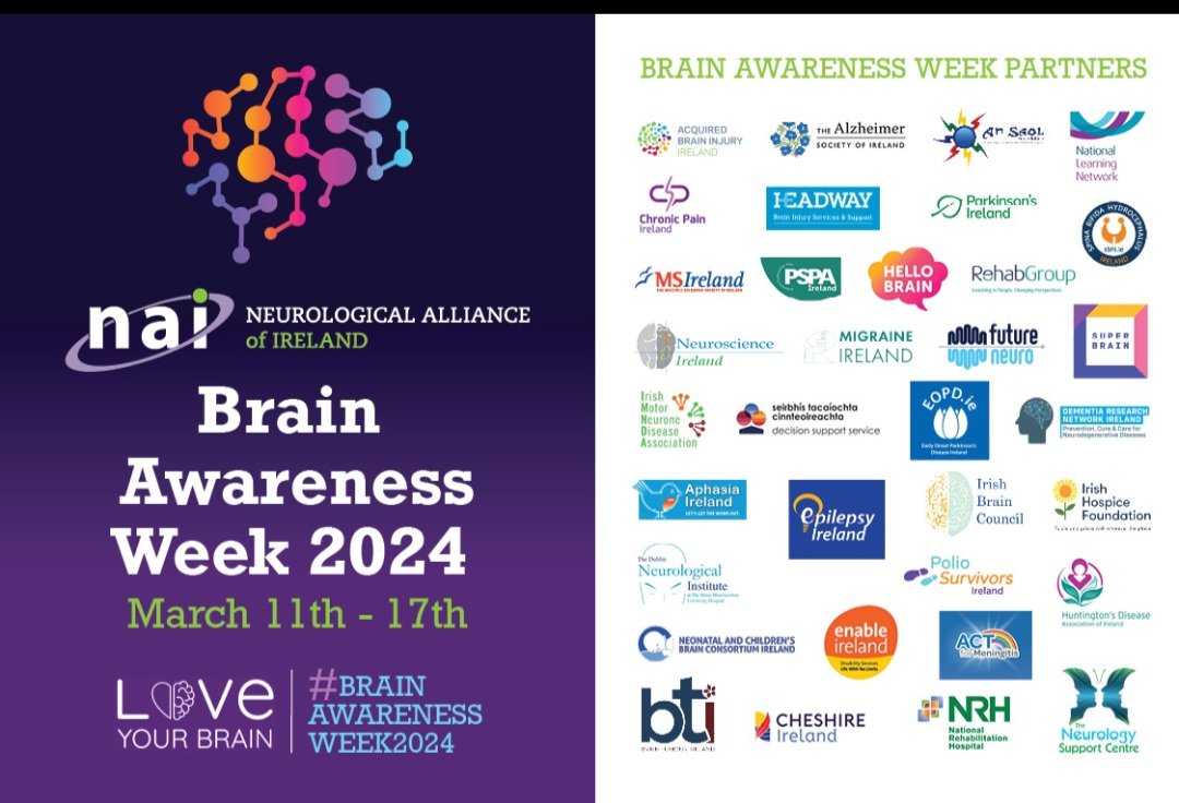 March 11th - 17th, is #BrainAwarenessWeek2024.  BAW is an annual awareness initiative to support the 1 in 3 people who will experience a neurological condition in their lifetime.
As a member of 
<a href="/naiireland/">Neurological Alliance of Ireland</a>, HDAI
is proud to participate. #LoveYourBrain