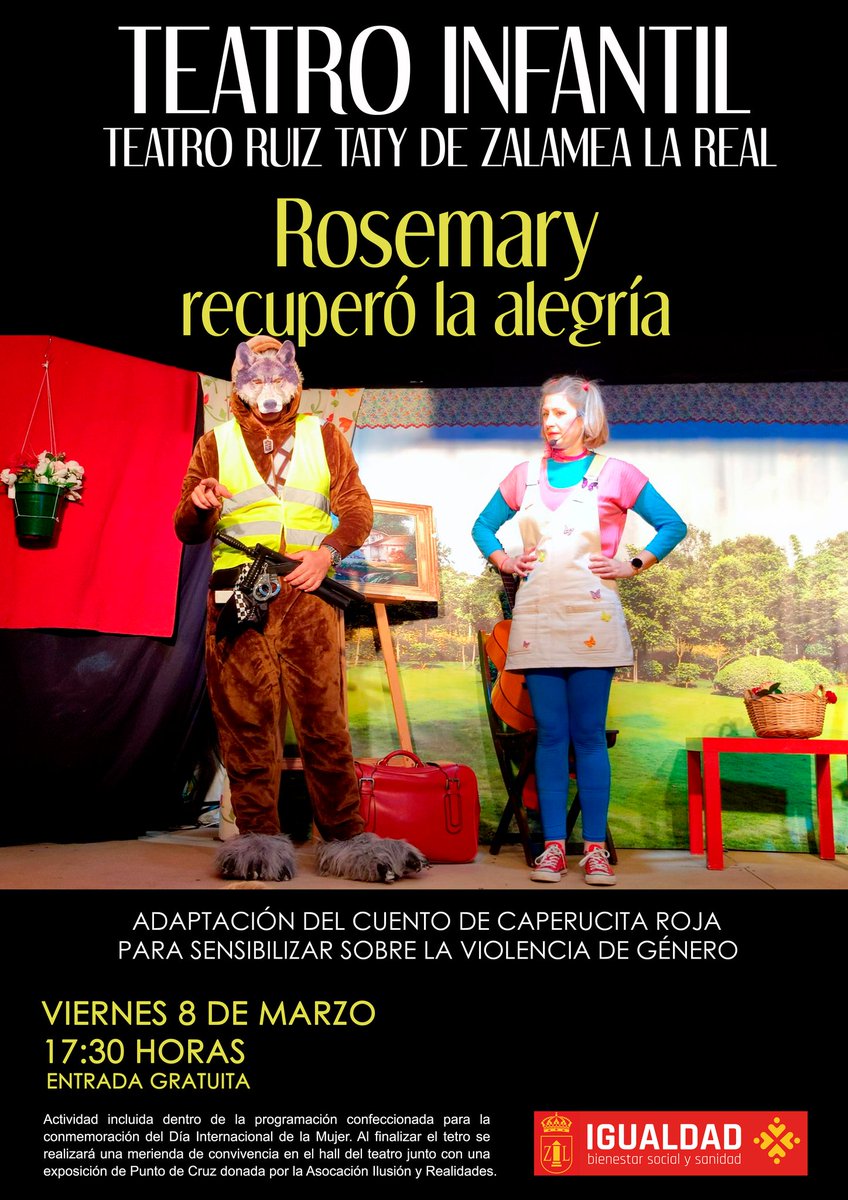 TEATRO INFANTIL EN EL RUIZ TATAY.
VIERNES 8 DE MARZO
17:30 HORAS (ENTRADA GRATUITA)