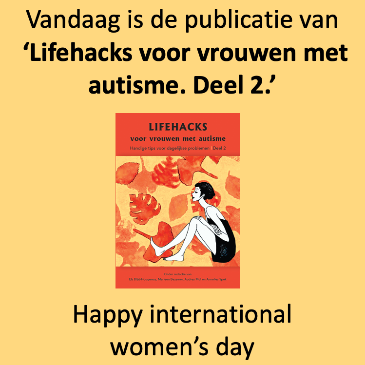 Daar is ie dan eindelijk. Deel 2 van Lifehacks voor vrouwen met autisme. Heb jij hem al? Deel een fotootje van jezelf met het boek.

#FANN #vrouwenmetautisme #autistischevrouw #lifehacks #boek #publicatie #trots #internationalwomensday #vrouwendag

swpbook.com/boeken/100/hul…