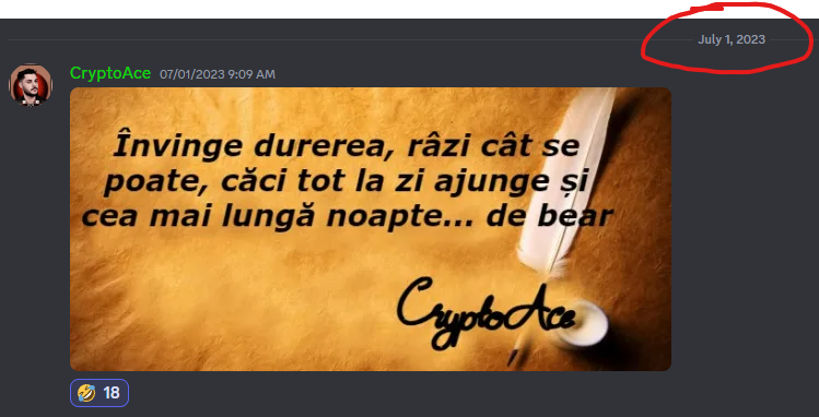 cryptoaceyt's tweet photo. GM! Un mesaj din trecut de pe 1 Iulie 2023... in sectiunea de Citate Motivationale de pe Discordul meu...iese soarele? #Bitcoin

Si discord-ul gratuit in primul link pentru cine are placerea: