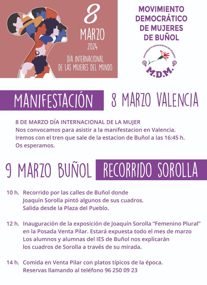 💜Como todos los #8M nuestras compañeras de Buñol salen a las calles a reivindicar que frente a la rección ultra, mucho más feminismo de clase y combativo 🫶✊💪