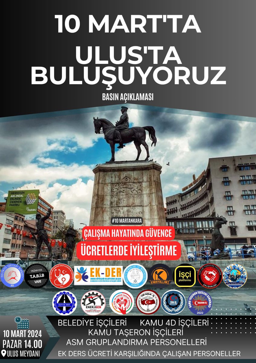 Taşerona ve belediye şirket işçilerine kadro 

Meydanlar dolmadığı sürece kadro gelmeyecektir 

Her birimiz her ilde birlik olmadığımız sürece kadro gelmeyecektir 7.kere meydanlardayız 

Oturduğumuz yerden olmayacak 

Yüz üstü çok süründün ayağa kalk Sakarya 

Benzetmesi ile