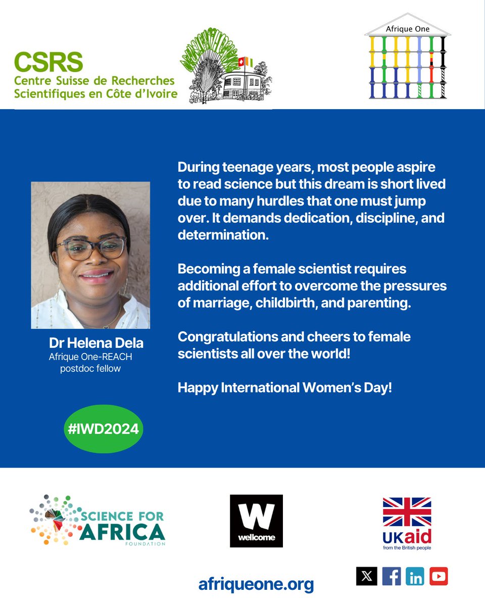 AfriqueOneREACH's tweet photo. As we celebrate #InternationalWomensDay , our #women fellows share their thoughts about the capacities of women to be leaders in #science and how they should be supported and encouraged. 
#IWD2024 #WomensDay #FromScienceToImpact #OneHealth https://t.co/f9AUVuDrmD