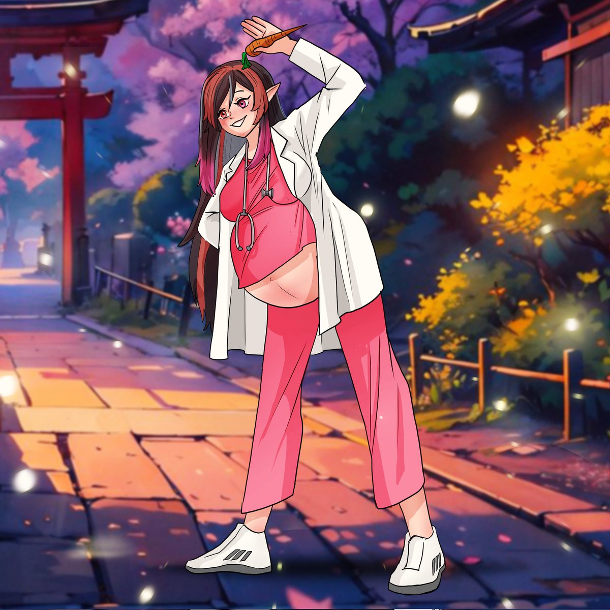 Happy woman's day.

Vera wants to show how important it is to stay healthy. 
Try to stretch the body and eat healthy, even if it is not easy to do so.

Art: <a href="/RoadsideArts/">Roadside Arts</a>