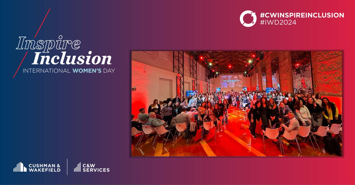 Con este grandísimo equipo celebramos el #DiaInternacionalDeLaMujer, en <a href="/CushWakeSPAIN/">Cushman & Wakefield</a>.

Bajo el lema 'Inspire Inclusion', reafirmamos nuestro compromiso de crear un entorno donde todas las personas se sientan valoradas. #CWInspireInclusion #IWD2024