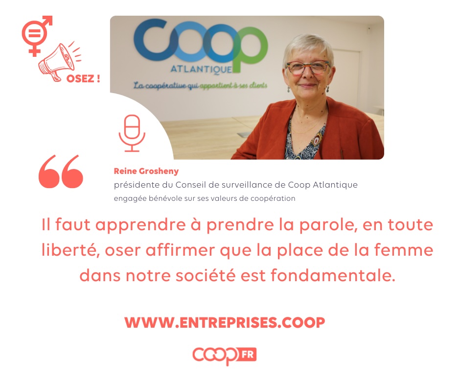 [#JourneeInternationaleDesDroitsDesFemmes ] 🎙Reine Grosheny, 𝗺𝗶𝗹𝗶𝘁𝗮𝗻𝘁𝗲 active pendant 30 ans à Amnesty International, engagée bénévole sur ses valeurs de #coopération en tant que Présidente du Conseil de Surveillance de @CoopAtlantique. « 𝘿𝙚́𝙛𝙚𝙣𝙙𝙧𝙚 𝙪𝙣