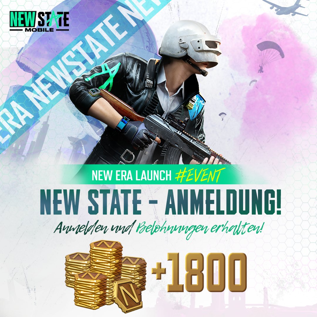 DE_NEWSTATE's tweet photo. "NEW ERA"-ANMELDE-EVENT!
Ihr sitzt noch im Flugzeug? Dann ab nach unten in die NEW ERA.
🎁 Stürzt euch JETZT ins Abenteuer und erhaltet 1800 NC, nur fürs Einloggen.
🎮 Die NEW ERA ruft NEUE ÜBERLEBENDE.

Seid ihr bereit? https://t.co/U3Lb72TDFW