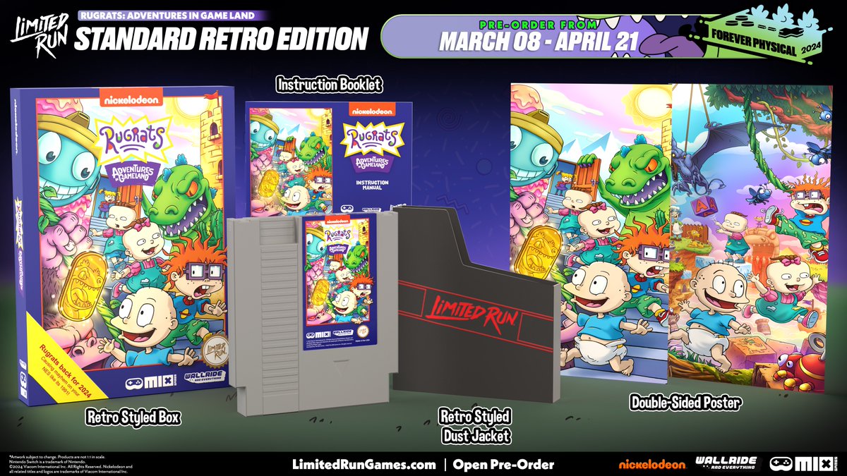 Wario64's tweet photo. Rugrats: Adventures in Gameland (Switch/PS4/PS5/XSX/NES) Standard/VHS/Collector's Editions up for preorder at LRG https://t.co/NH069xwAWm 

PS5/Switch standard at Best Buy https://t.co/OepUXF3qBt 
Amazon https://t.co/dXWGlboieV #ad https://t.co/1LIVBlcXPv