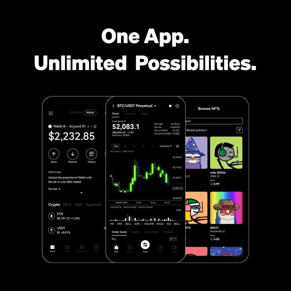 OKX - One app, unlimited possibilities: 1️⃣ New to crypto? Use OKX Lite to  get started. 2️⃣ Into NFTs, dApps? Opt for self-custody with OKX Wallet.  3️⃣ Crypto trader? Use OKX Pro