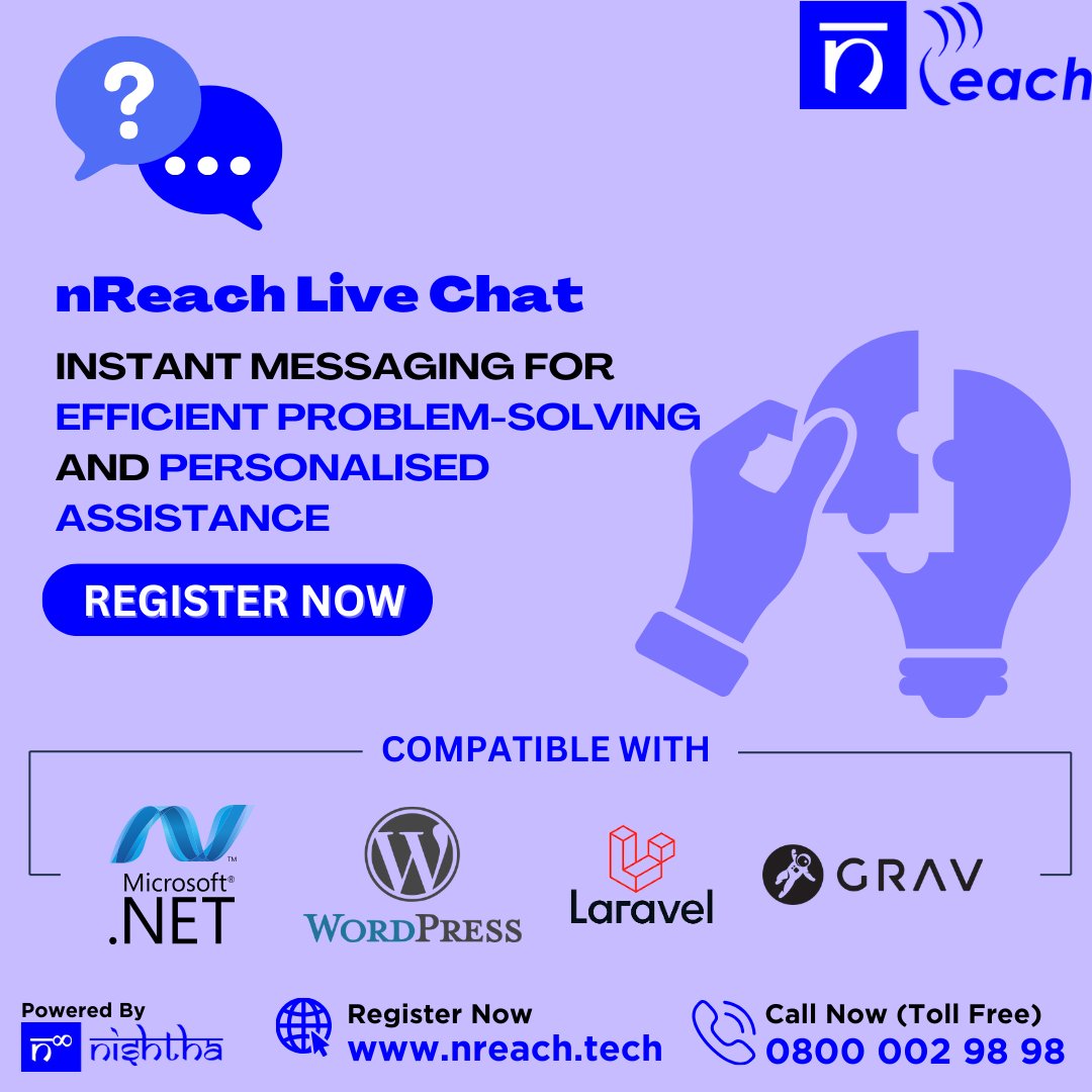 nishthabiz's tweet photo. nReach Live Chat offers instant messaging for efficient problem-solving and personalised assistance. 📨🤖

Please Register Now | https://t.co/TER7Zf634O, Or Contact Us @ +44 800 002 9898

#nReach #ApplicationsForSME #nReachLiveChat #LiveChat #InstantMessaging #NishthaBiz https://t.co/hCBfbCIGzA