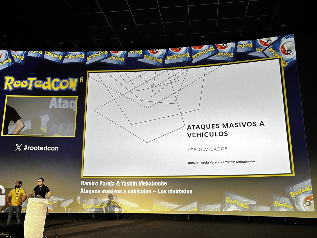 PCabreraCamara's tweet photo. High expectations for the #Day2 “Ataques Masivos a Vehículos” @rootedcon #CarHacking #RootedCON24 https://t.co/wijcIFQzTL