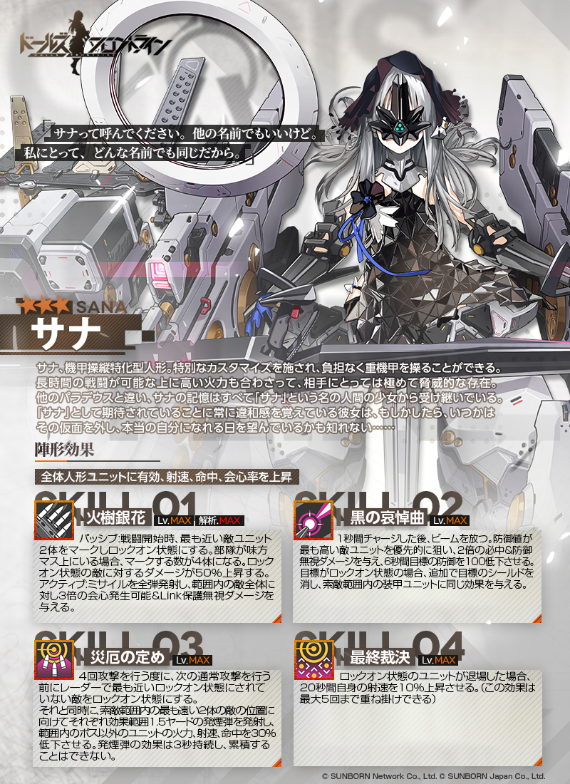 新融合勢力紹介】 ☆3 サナ 特別なカスタマイズを施され、負担なく重機