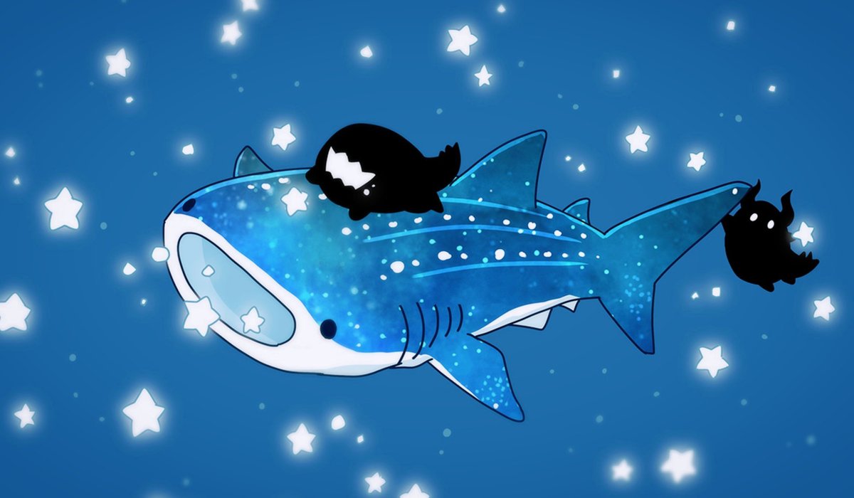 no humans star (symbol) animal blue background animal focus shark whale  illustration images