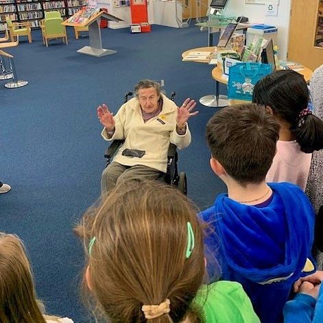 CPKLibraries's tweet photo. On #InternationalWomensDay, meet Alma, a Strathtay House Care Home resident in Perth. Alma, who will turn 105 years old next week, attended our knit & crochet group at #NorthInchLibrary and was joined by children from @st_johnsacademy who sang some songs to her. πͺ https://t.co/4Xu41cfSX8