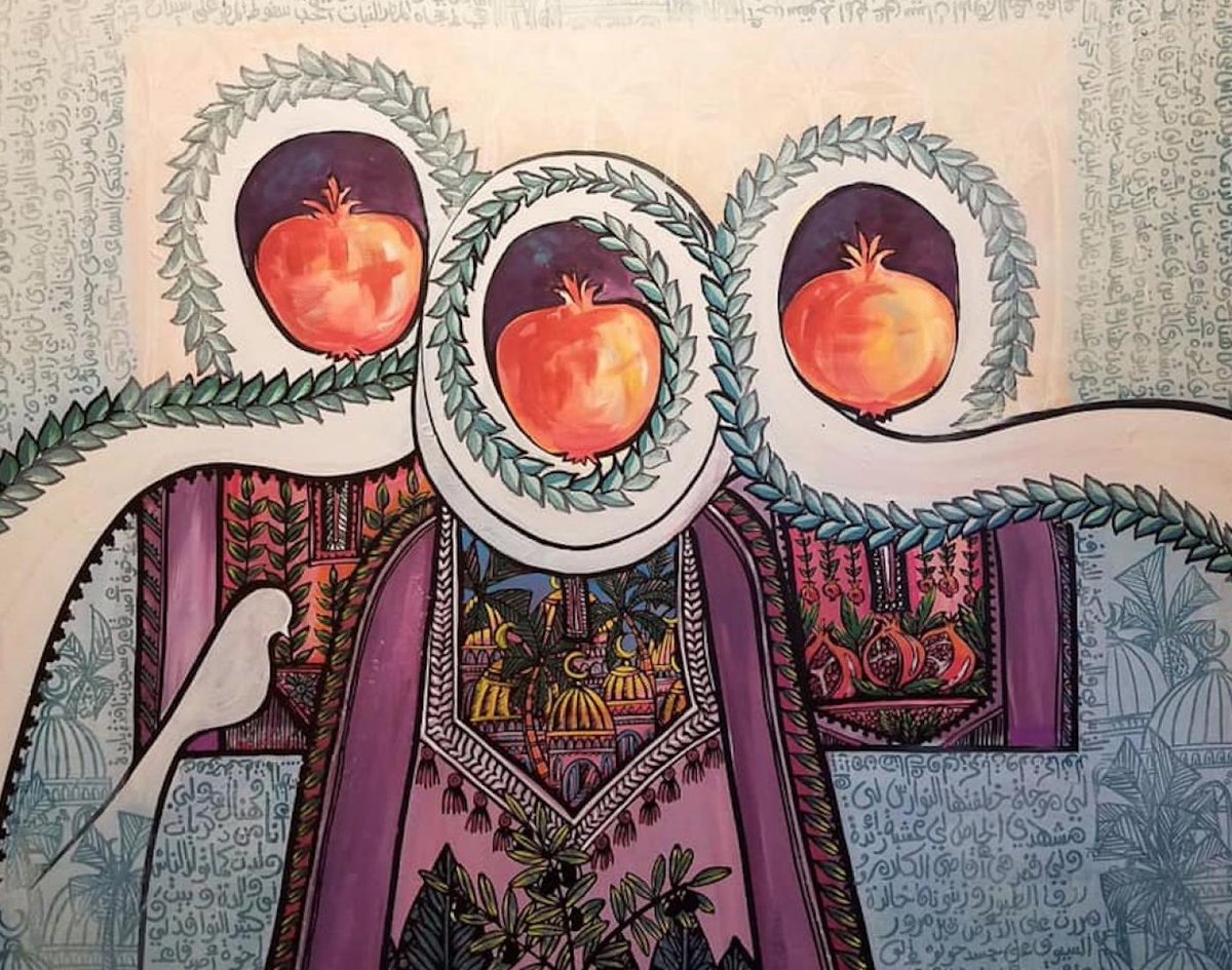 OLIVE_heiici's tweet photo. Images online exhibition 

(right) “We Remain as Long as the Thyme and Olive Trees Remain”, painting by Jordanian artist Ahmed Al-Badour

A Palestinian man whose lower body has morphed into the roots of an olive tree

International Working Woman’s Day 

💜🕊️ https://t.co/hw6Chv6e3Q