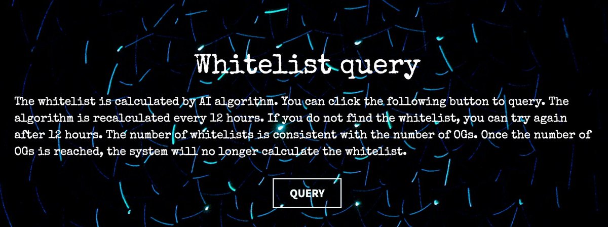 bit_packet's tweet photo. How to check if you have been added to the whitelist? 

Go to the official website, https://t.co/bjRaXeFd7t click on the query, enter the wallet address you applied for whitelist. If you get a result, congratulations, you have been added to the whitelist.

If you don't get a result, check again after 7:30 pm tonight. If you still don't get a result, it means you haven't been added to the whitelist.