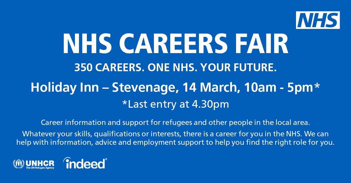 Interested in fulfilling a career in the NHS? Join our NHS careers event on the 14th March at the Holiday Inn, Stevenage SG1 1HS. Link to register: jointhenhs.co.uk/careersfair/Jo… Career information & support whatever your background and work experience in this country or outside the UK