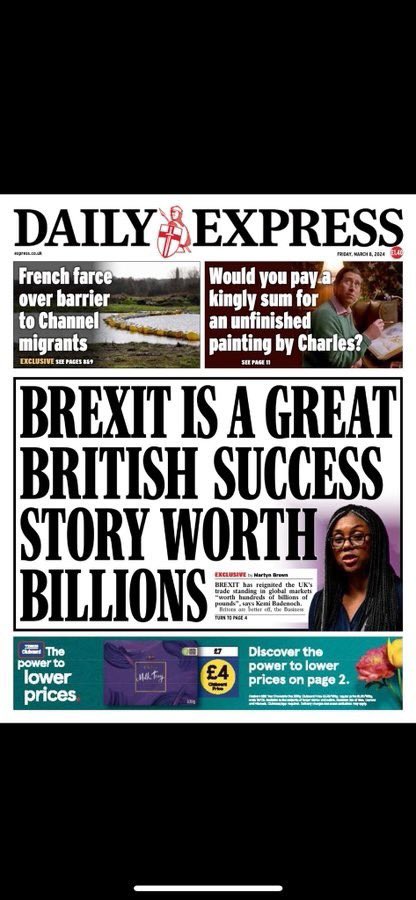 Worth billions to whom exactly? Recently, Bloomberg calculated that Brexit is costing the UK £100bn a year in lost output— that’s roughly £40bn less for Jeremy Hunt to invest in the UK, one of the reasons for such an anaemic budget. An economic success it certainly is not.