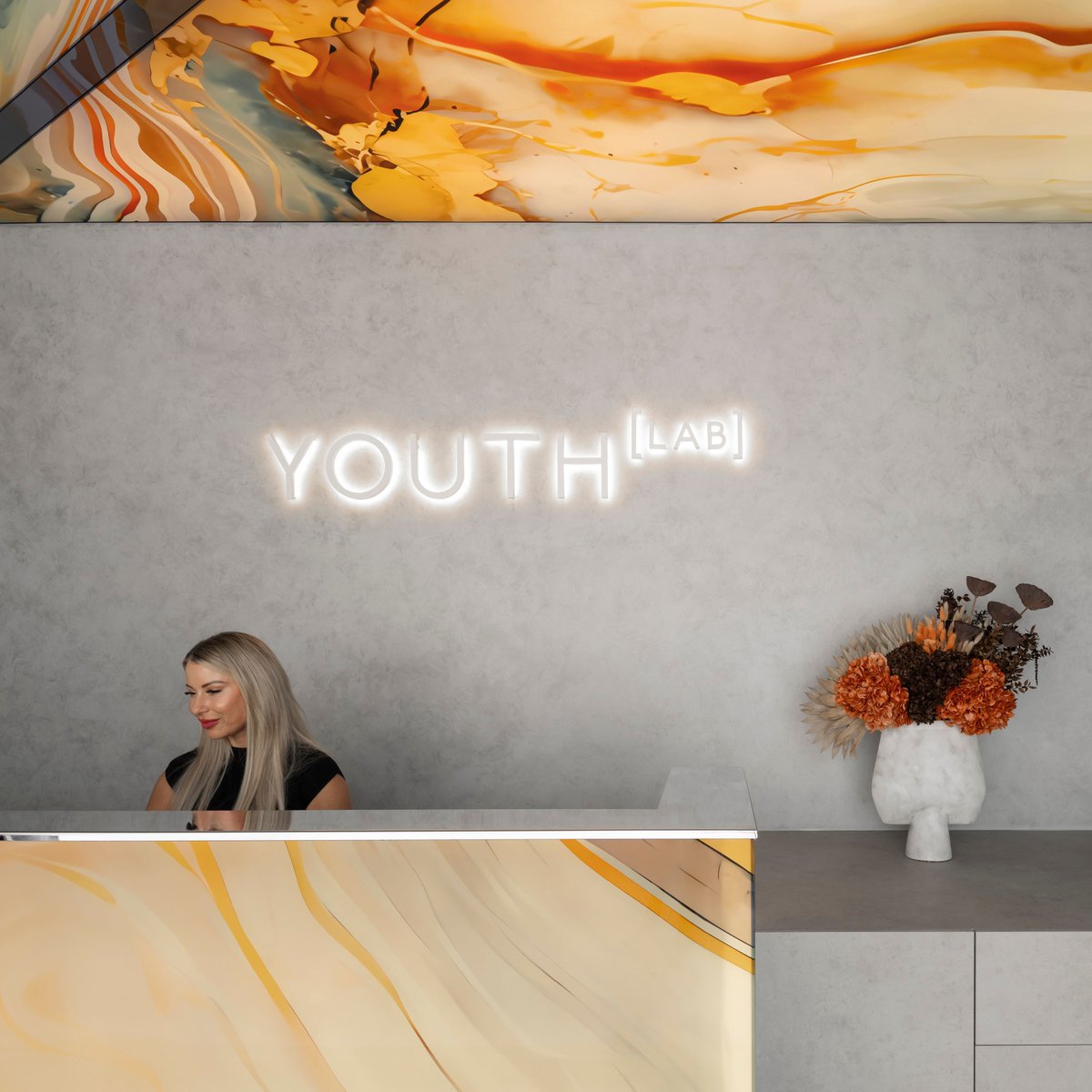 The Youth Lab interior is designed to be part of the decision making process for the customer providing a thoughtful backdrop for personal reflection in understanding the physical and emotional decisions that one has to make to receive any cosmetic treatment.
