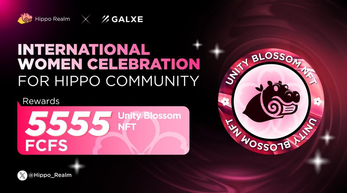 Hippo_Realm's tweet photo. 🎉 International Women's Day Celebration at Hippo Realm! 🌍

📌 Reward: 5555 Unity Blossom NFT(FCFS)  + Chance for a FREE Airdrop from Scroll &amp; Hippo Swap (We cover gas fees!)
📌 Claim your reward: https://t.co/c1tledPNgi

#giveaway #NFT #airdrop #Hipposwap https://t.co/3BaVPgJZAE