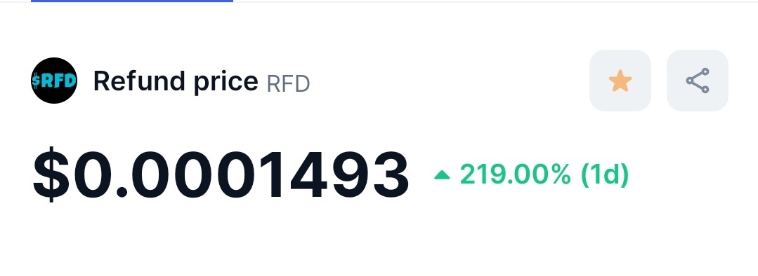 REFUND  $RFD 

UP OVER 200% TODAY 🚀

CA:
0xe354bA8d4Aa4B36072796fAbF71Ff97Ac8bD2dD0

coinmarketcap.com/currencies/ref…

#REFUND #RFD #BNB    #BNBChain #BSC #BSCGems