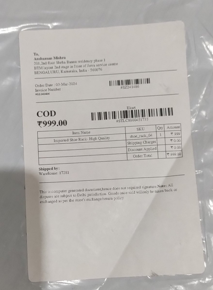 Anshuman_Artist's tweet photo. I am extremely unhappy with the product and wanted a refund which I have purchased on @instagram via    @ShopifySupport needs urgent support on this. The vendor I have purchased from  contact@shopperszone.co.in which is not at all responsive. Please support for a refund. https://t.co/TJ2WIKv5wj