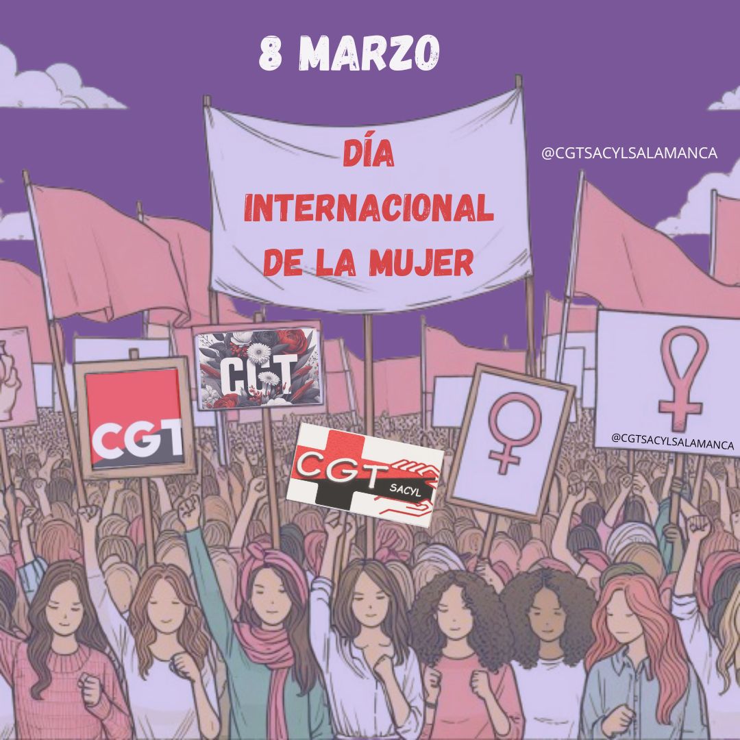 ¡FELIZ DÍA DE LA MUJER DESDE CGT SACYL SALAMANCA! ✊🙍‍♀️🌟#DíaDeLaMujerCGT #MujeresEnLucha #MujeresTrabajadoras #IgualdadLaboral #JusticiaSocial #DíaInternacionalDeLaMujer #MujeresEnElTrabajo #CgtComprometida