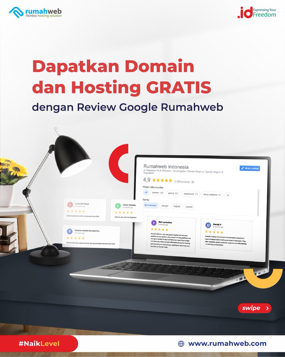 rumahwebtweet's tweet photo. Mulai #NaikLevel dan wujudkan website impianmu sekarang: https://t.co/hAqxbrCxgE
#NaikLevel #Rumahweb #DomainID #PANDI #PromoDomain #DomainGratis #HostingMurah #HostingGratis https://t.co/XtvGiCNBqq