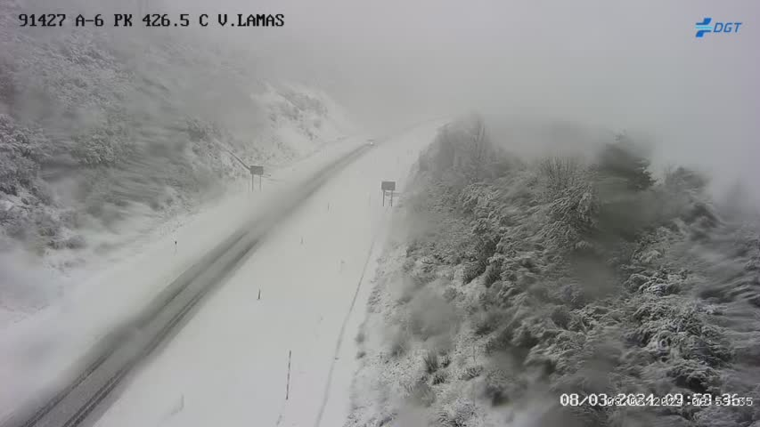 84 vías afectadas:

➡️De la red viaria principal.

⚫️Cortada:
- Lugo, A-6 Pedrafita do Cebreiro.
- León, A-6 Vega de Valcarce.

🟡Prohibido el paso a camiones:
- Zamora, A-52 Mombuey.
- Segovia, A-1 Boceguillas.
- Madrid,  A-1 El Vellón.
-Ourense, A-52 A Mezquita.