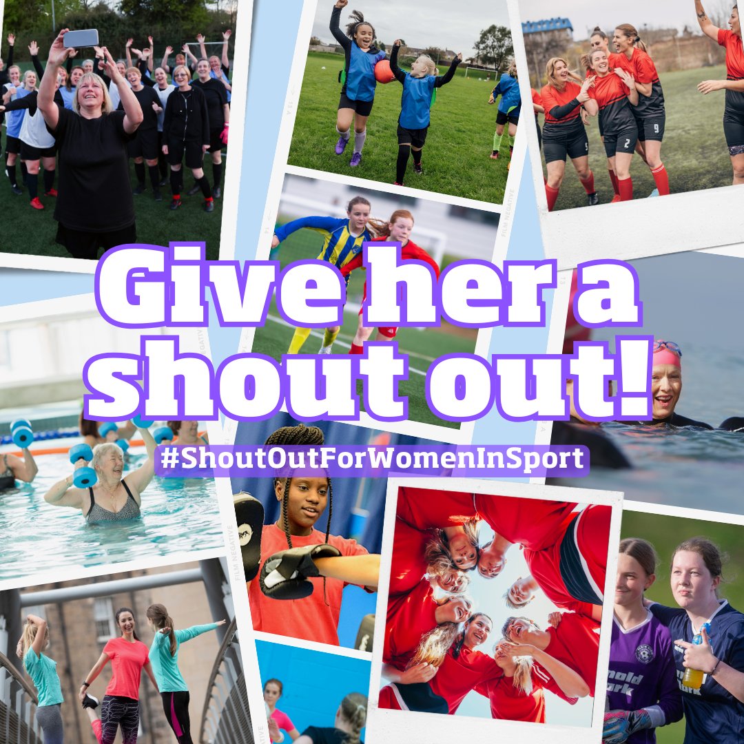 sportscotland's tweet photo. Who are the women and girls who inspire you through sport and deserve a shout out? Maybe a coach who gets the best out of her players, or a friend who never misses training?
Give her the shout out she deserves and remember to tag us!
#ShoutOutForWomenInSport https://t.co/CAQ99mtm7s