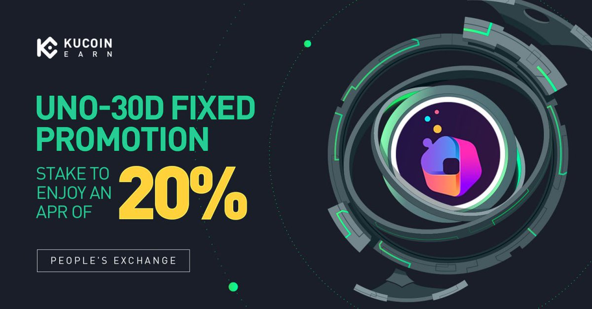 💰@unoreinsure $UNO-30D Fixed Promotion, Enjoy an APR of 20%! ⏰Subscription Period: 10:00:00 on March 9, 2024 to 15:59:59 on March 14, 2024 (UTC) Details: kucoin.com/announcement/u…