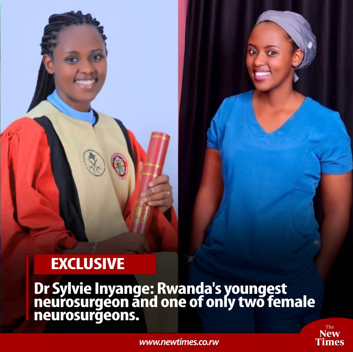 Dr Sylvie Inyange, 33, the youngest neurosurgeon in #Rwanda and only of the two female neurosurgeons in the country. She spoke exclusively to TNT about her life-saving work. READ: buff.ly/3VamPo2