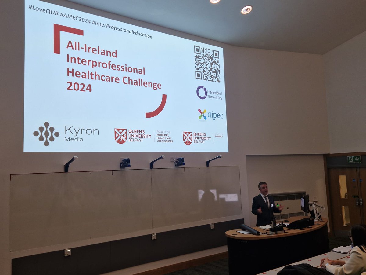 Today is the day! Great opening speech by @paulmccague of @AIPEC24 hosted by @QUBelfast. Good luck to all the teams @UL @UCC @UlsterUni @RCSI_Irl @uniofgalway @HealthUcd @ucddublin @tcddublin @QUBelfast