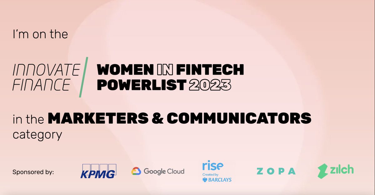 By golly, I've only gone and made @InnFin's #WIFPowerlist23! ⚡️Delighted to be among so many brilliant women!⚡️ Check them all out here: innovatefinance.com/womeninfintech…