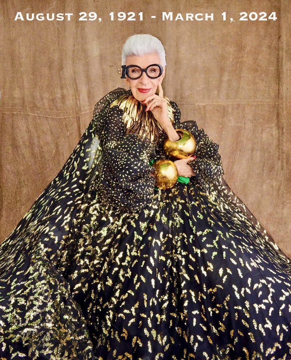 Annalula's tweet photo. Iris Apfel - What an icon ⭐️👌🏻💝 May she rest in peace. #irisapfel #queen #icon #brilliant #thankyou #annagram #banannagram 💫💖👸🏼🫶🏻💋😘 https://t.co/HBV6Mxcsvn