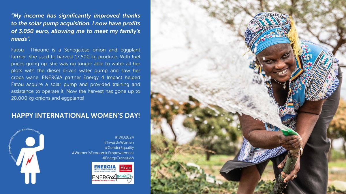 At this #IWD2024, meet Fatou Thioune. Access to finance facilitated by @energia_org and @Energy4Impact made her business thrive and her family prosper. Read more and be inspired! 👉energia.org/invest-in-wome… #InvestInWomen #WomensEconomicEmpowerment #GenderEquality #EnergyTransition