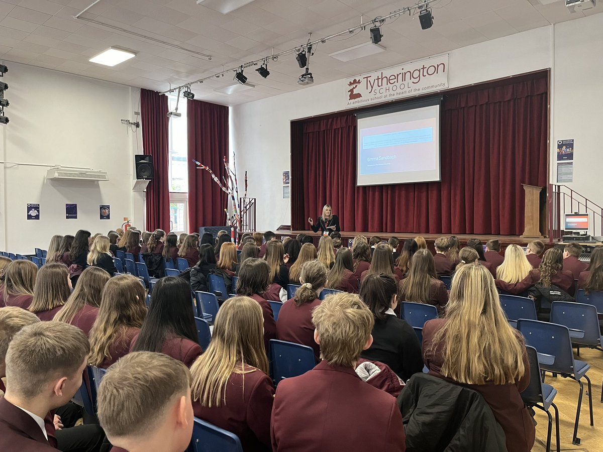 Our first talk is under way with the wonderful Emma Sandbach- former Tytherington teacher 💜💚🤍
