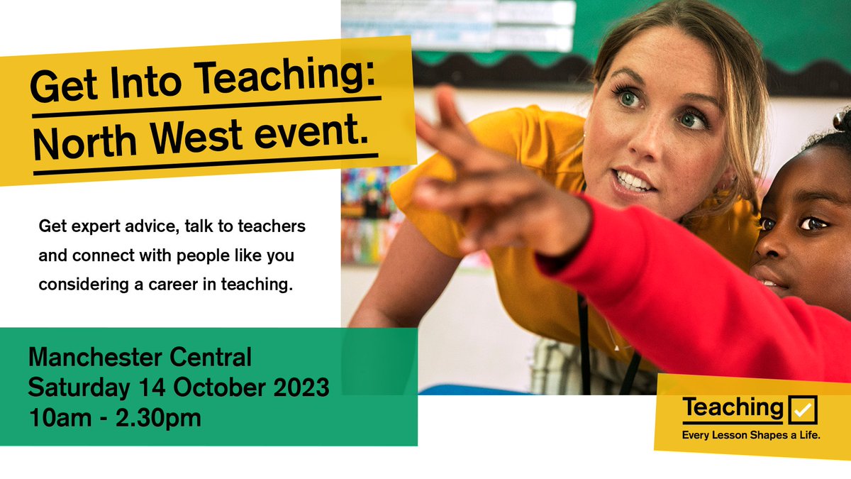 Come and see us tomorrow at the Get Into Teaching event at Manchester Central. We will be on hand to answer your questions about our training opportunities. Book your place 👉 bit.ly/4a2qAA6 #GetIntoTeaching #TeachingEvent #UniAsItShouldBe #BoltonUni🎓