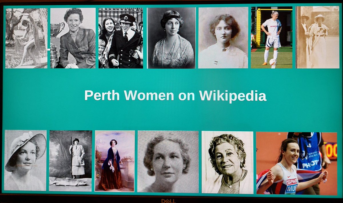 Just some Perth Women on Wikipedia we were talking about @CILIPScotland #WINspiration #IWD2024 conference - including 'a gaggle of OBEs and a very big fish!' Moving from library as venue to library as resource - a partnership model for @wikimediauk trainers and libraries 💜✊️