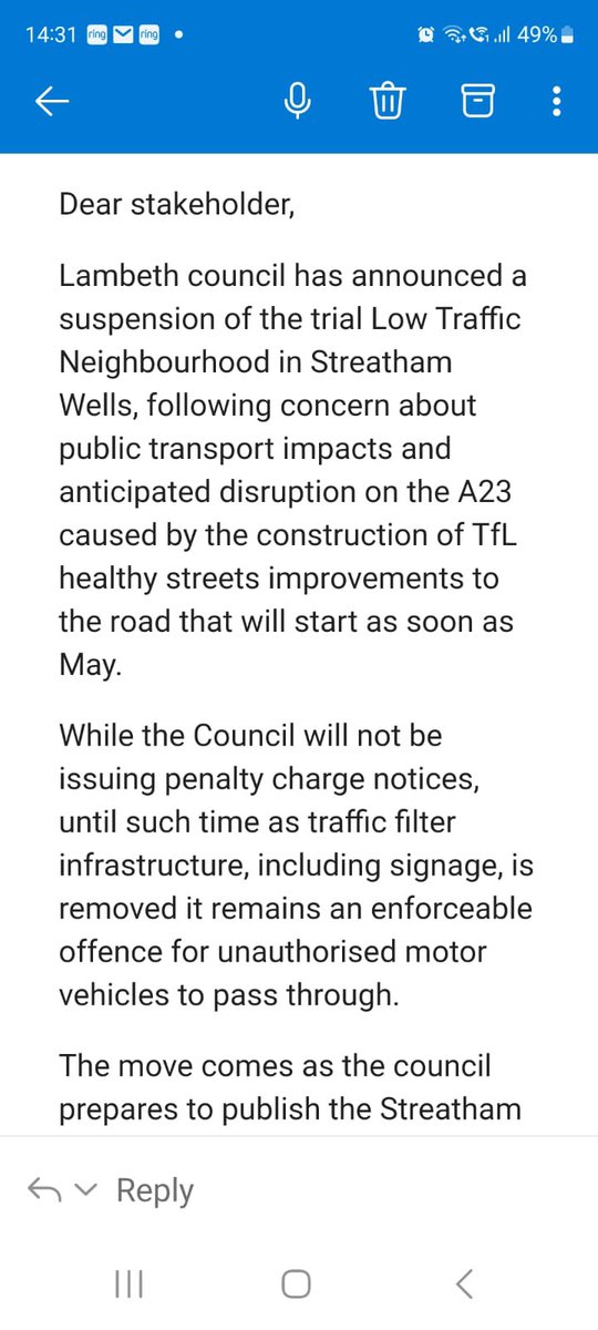 So what is the meaning of this @MalcolmClark77 @RezinaChowdhury @GreenPartyScott @Martin_Abrams @BellRibeiroAddy @lambeth_council You are pretty quick to issue fines, but when you suspend a scheme you can’t do it properly? So it’s suspended from fines but still in place?