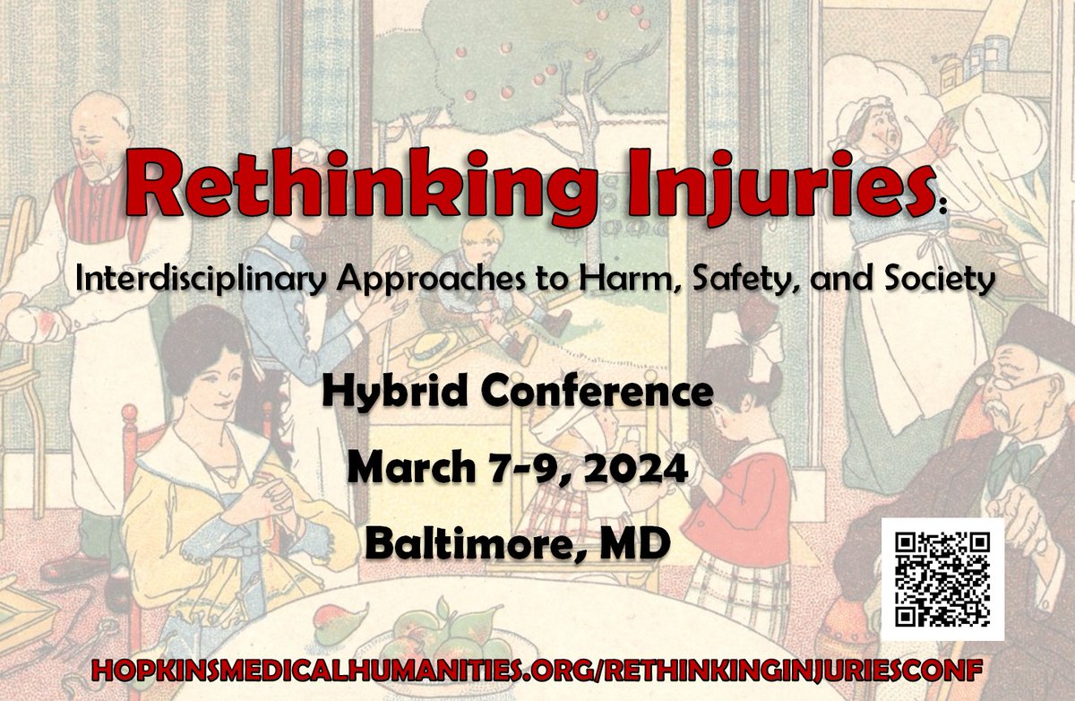 Links to attend our ongoing conference virtually can be found on our website here:  

Rethinking Injuries: Interdisciplinary Approaches to Harm, Safety, and Society
hopkinsmedicalhumanities.org/rethinkinginju…

We look forward to seeing you there!
