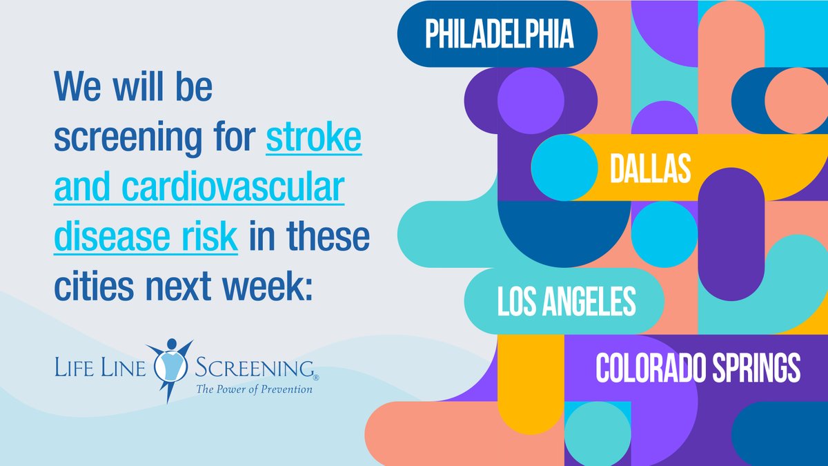 Life Line Screening will be in Philadelphia, Dallas, Los Angeles, Colorado Springs and many more locations this week. We screen over 600,000 people per year throughout the U.S. Click the link to find a location near you today llsa.social/X