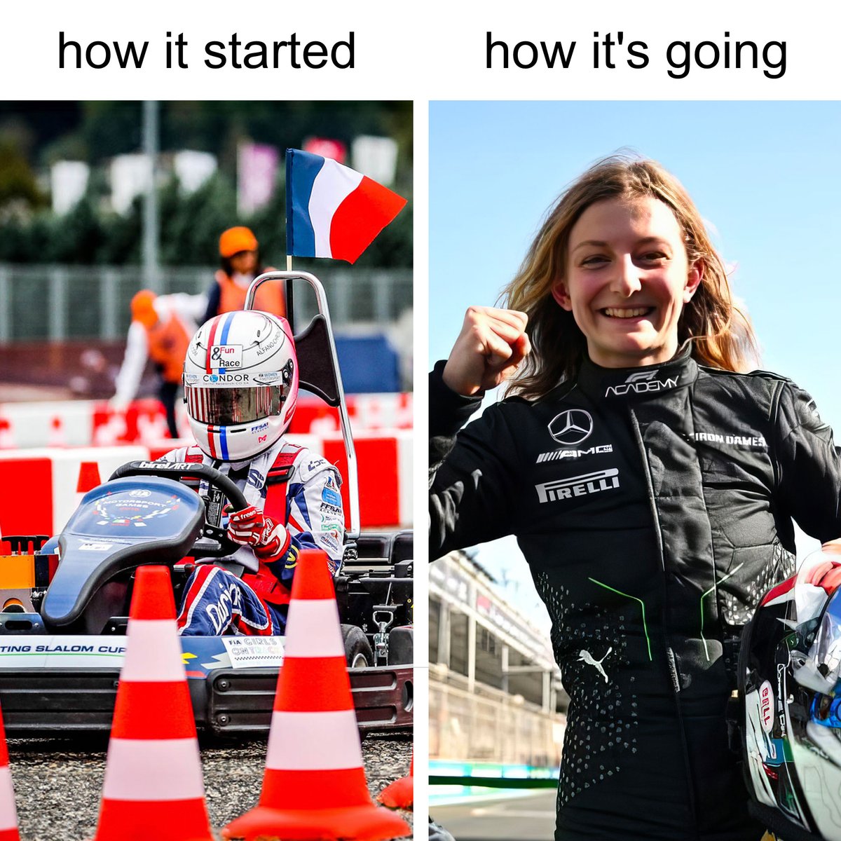 At the 2019 @FIA Motorsport Games in Rome, @DorianePin was a 15-year-old kart racer with a dream. Today, she dominated the opening round of @f1academy with a brilliant victory! 🏁🏆 Congratulations Doriane!! - #FIAMotorsportGames