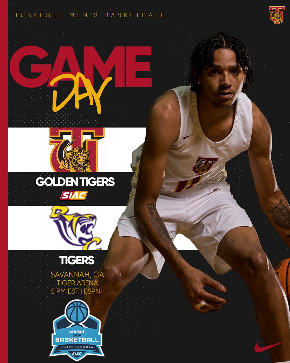 Tournament Time! Post season starts today for TU at 5 ET in the quarterfinal round against Benedict in the SIAC Basketball Championship, presented by Cricket! 📺 bit.ly/3ItO98Z (ESPN+) 📊 bit.ly/3TtD8LQ #SkegeeMBB l #MyTUAthletics #SIACMBB l #BeatBC