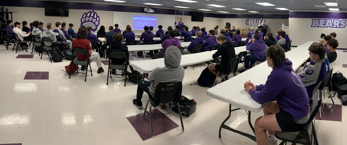 CBluffFootball's tweet photo. Our FAMILY BREAKFAST every Friday is the highlight of the week! Coach Czar with an outstanding job this morning communicating what it means to have a “BRICK by BRICK” 🧱mindset! 

#WinTheMoment
#OneBiteAtATime 
#CantCheatTheProcess https://t.co/hfCMeYxFNo