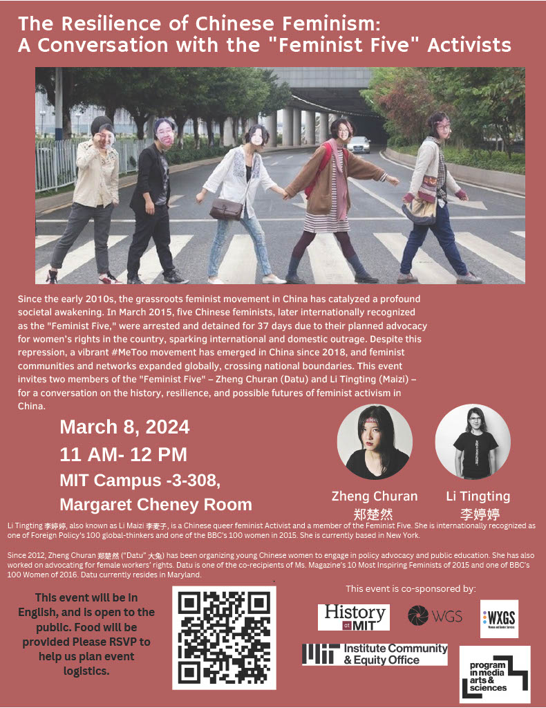 Happening Today! The Resilience of Chinese Feminism: A Conversation with the 'Feminist Five' Activists 🗓️ March 8th @ 11am 📍Building 3 room 308, Margaret Cheney Room