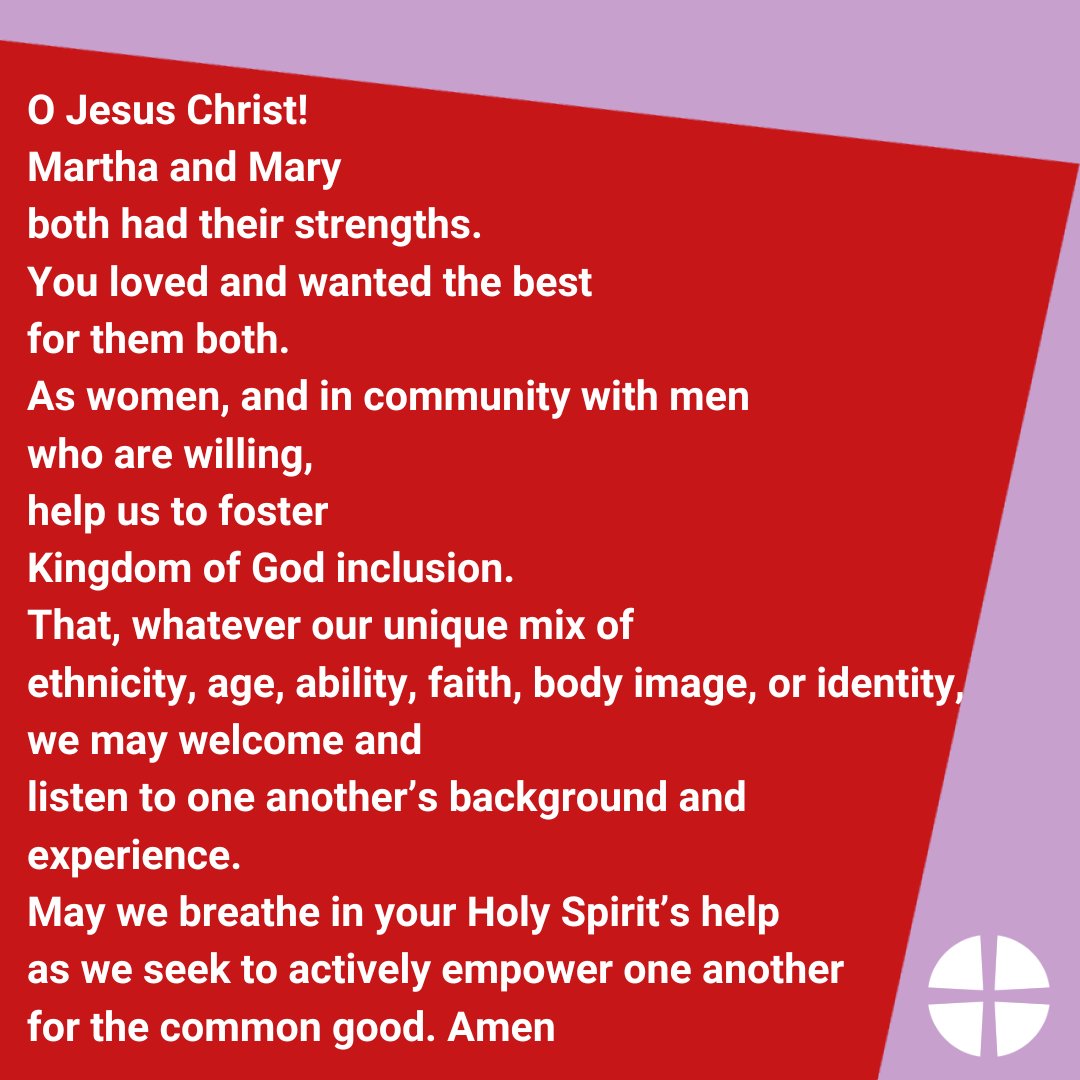 Pray with us today for #InternationalWomensDay #IWD2024 🙏

Revd Fran Rhys is a presbyter and a member of the Methodist Solidarity Circle for Women. She shares this prayer on the theme ‘Inspire Inclusion.

Find the full prayer at methodist.org.uk/our-faith/pray…